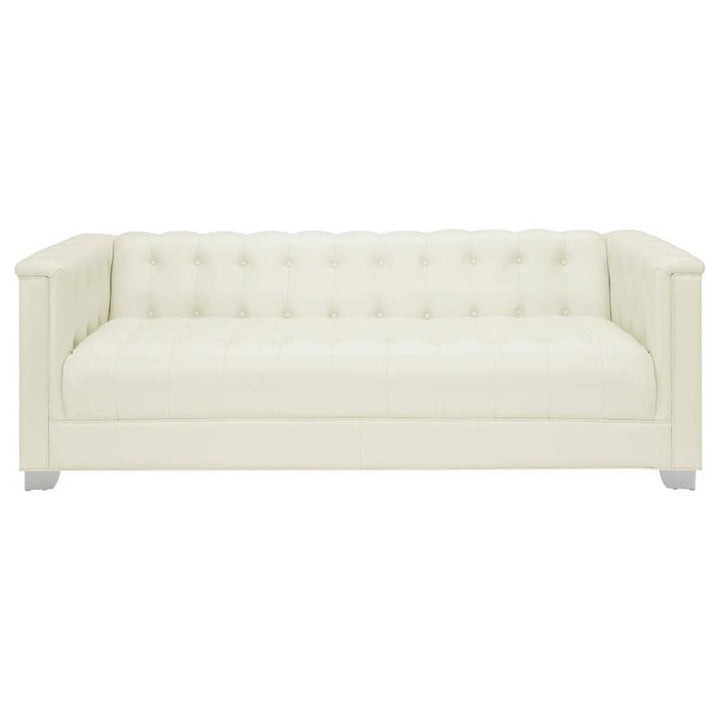 Chaviano 2-piece Upholstered Tufted Sofa Set Pearl White (505391-S2)