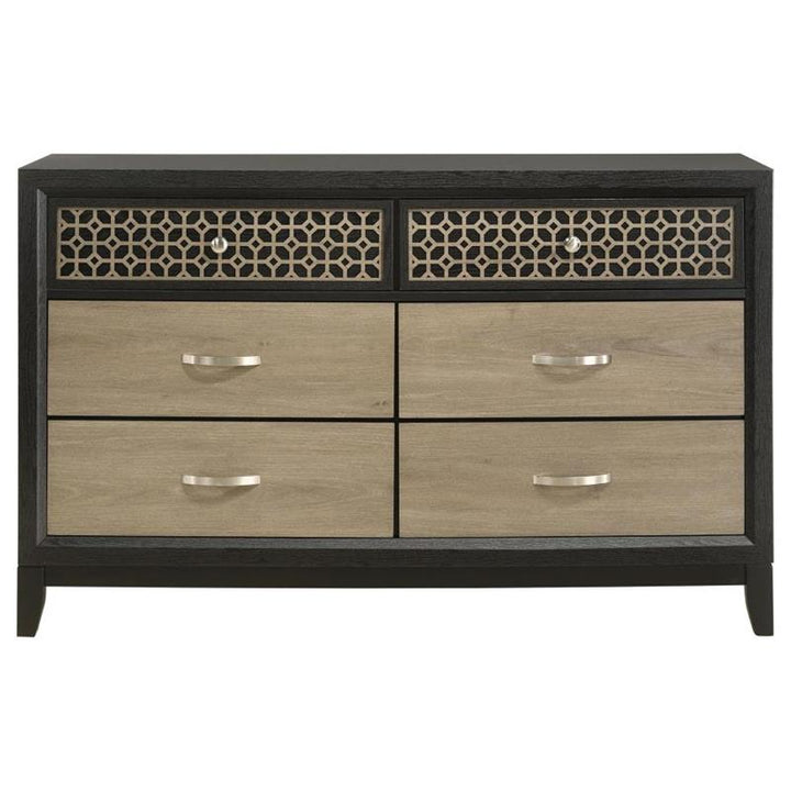 Valencia 6-drawer Dresser Light Brown and Black (223043)