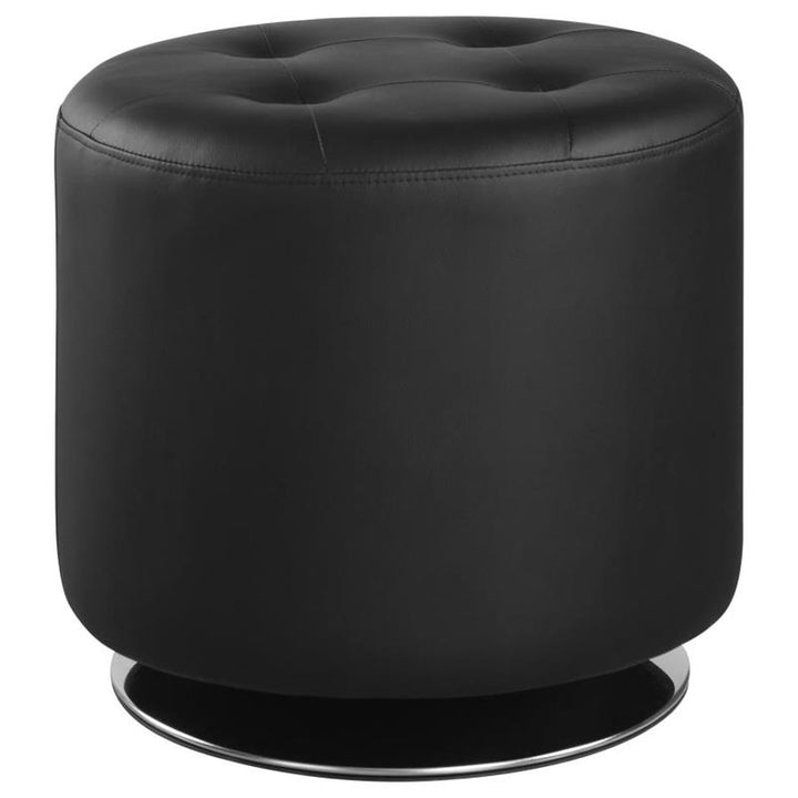 Bowman Round Upholstered Ottoman Black (500556)