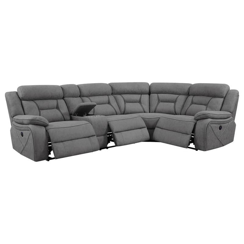 Higgins 4-piece Upholstered Power Sectional Grey (600370)