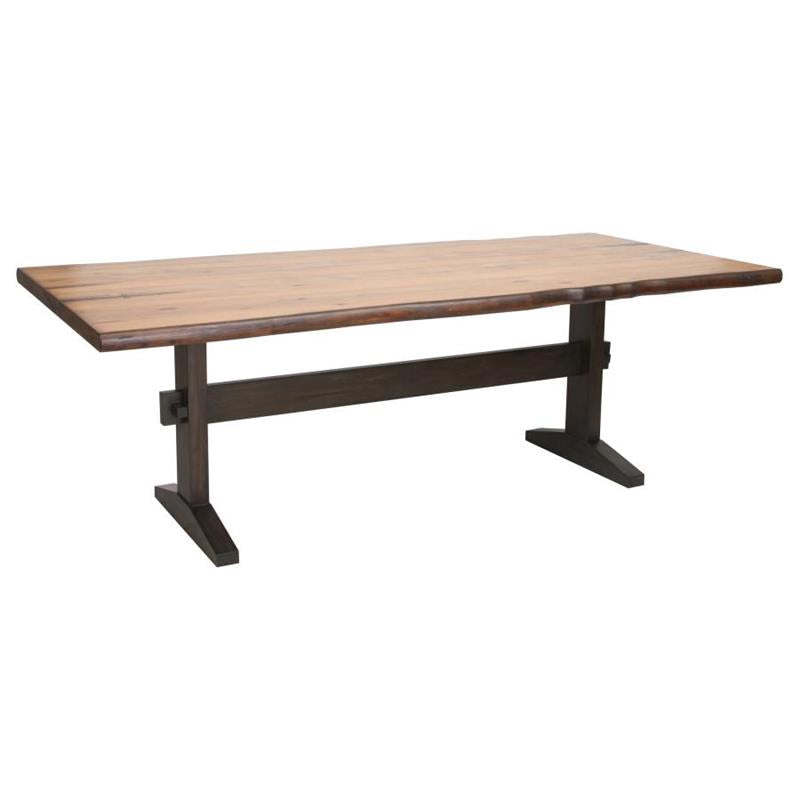 Bexley Rectangular Live Edge Dining Set Natural Honey and Espresso (110331-S5)