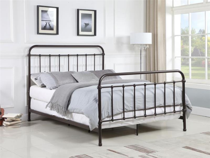 Livingston Eastern King Panel Metal Bed Dark Bronze (300399KE)