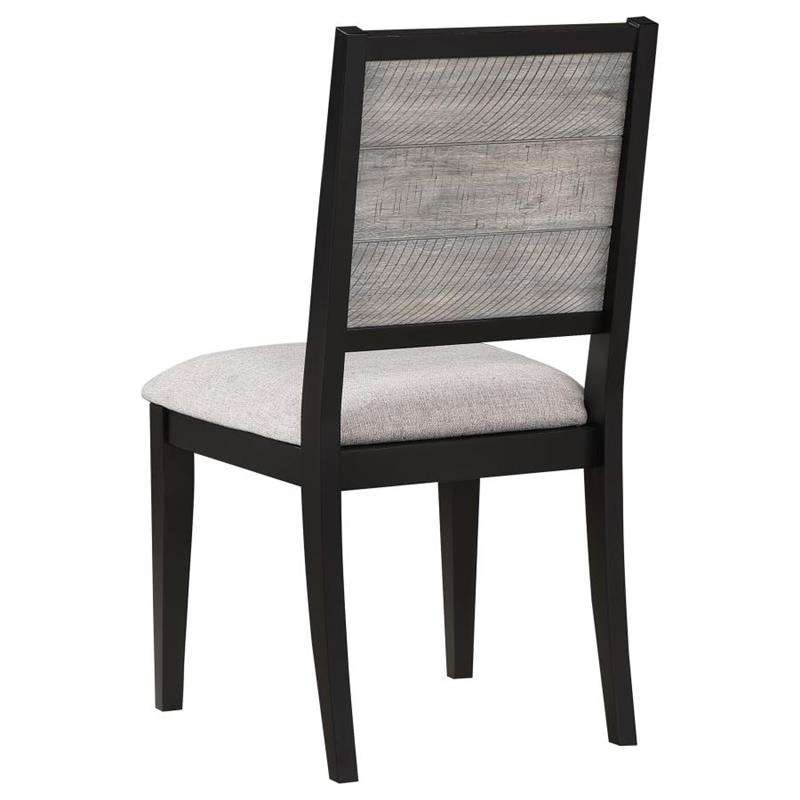 Elodie Upholstered Padded Seat Dining Side Chair Dove Grey and Black (Set of 2) (121222)