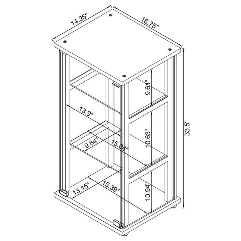 Cyclamen 3-shelf Glass Curio Cabinet Black and Clear (950179)