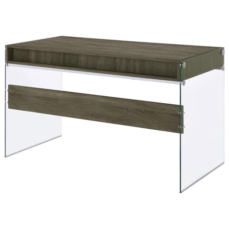 Dobrev 2-drawer Writing Desk Weathered Grey and Clear (800818)