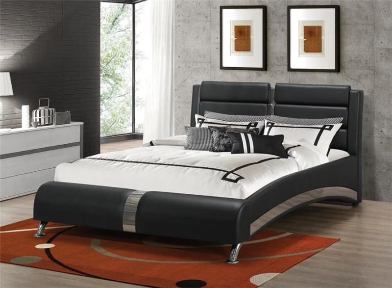 Jeremaine California King Upholstered Bed Black (300350KW)