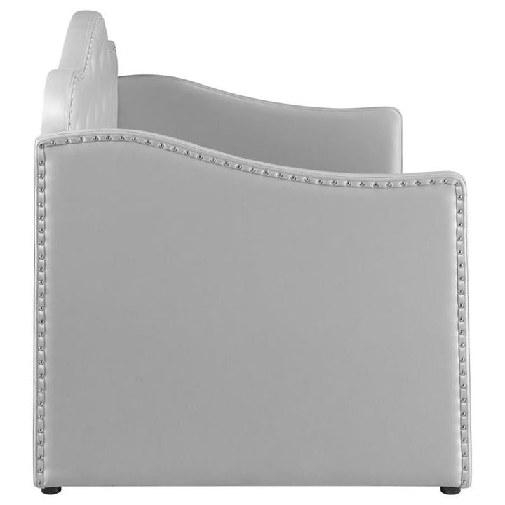 Elmore Upholstered Twin Daybed with Trundle Pearlescent Grey (300629)