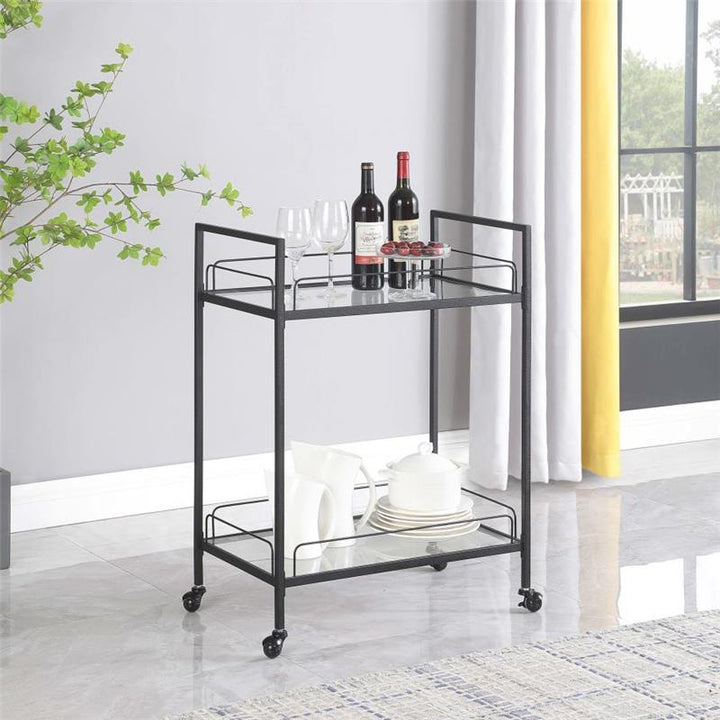 Curltis Serving Cart with Glass Shelves Clear and Black (181065)