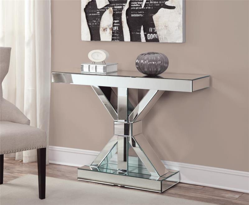 Lurlynn X-shaped Base Console Table Clear Mirror (950191)