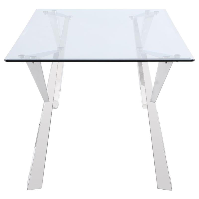 Alaia Rectangular Glass Top Dining Table Clear and Chrome (190711)