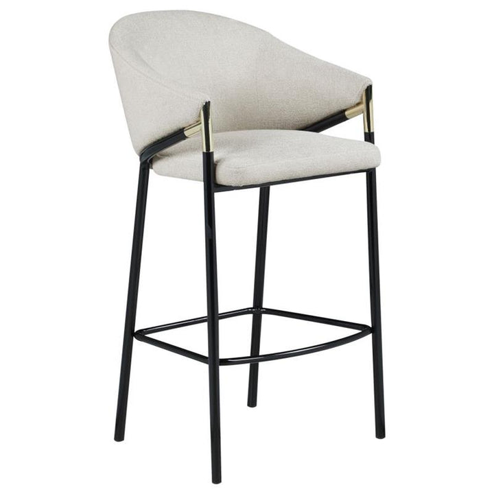 Chadwick Sloped Arm Bar Stools Beige and Glossy Black (Set of 2) (183437)
