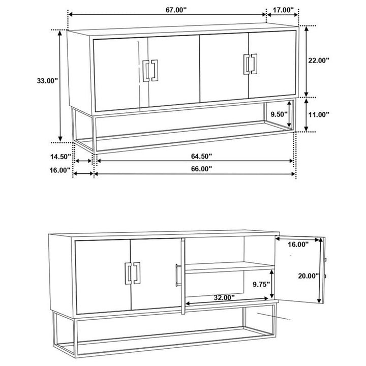 Borman 4-door Wooden Accent Cabinet Walnut and Black (950331)