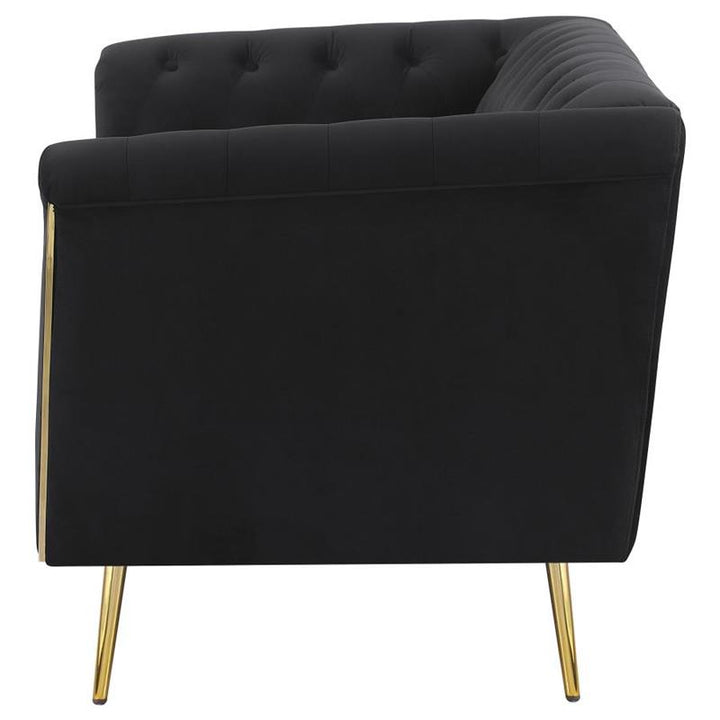 Holly Tuxedo Arm Tufted Back Loveseat Black (508442)