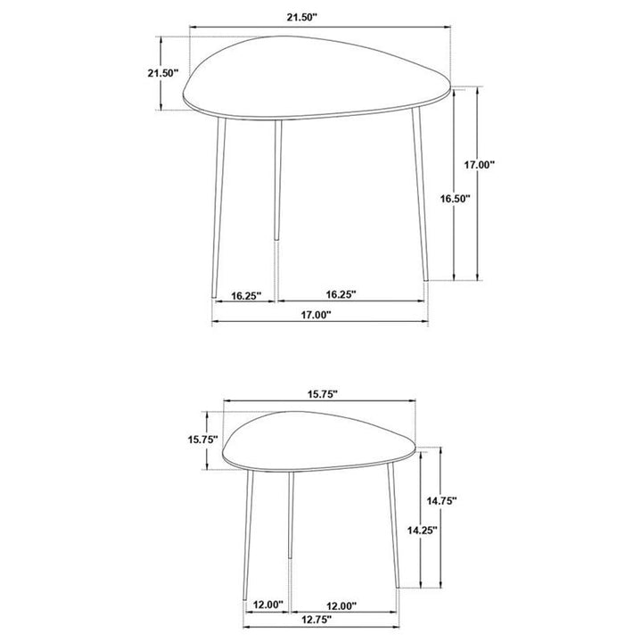 Tobias 2-piece Triangular Marble Top Nesting Table Green and Black (930241)