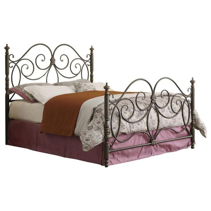 London Eastern King Metal Scroll Bed Dark Bronze (300258KE)