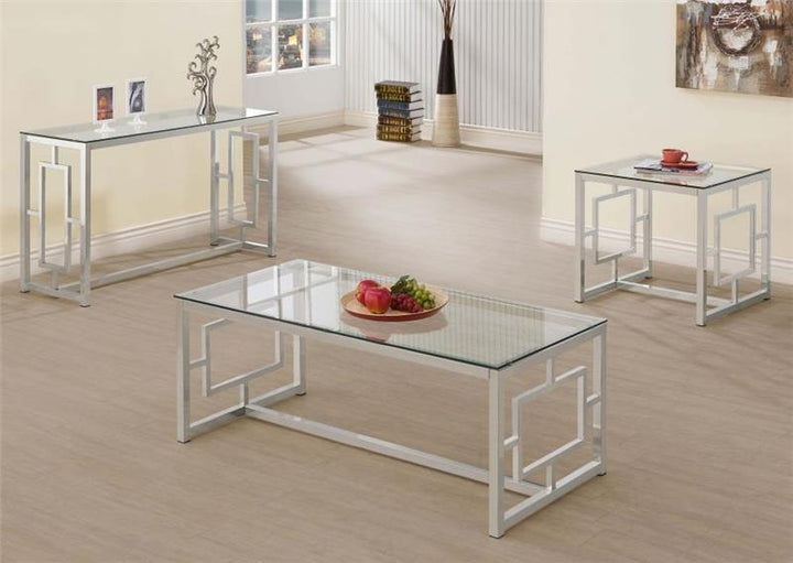 Merced Rectangle Glass Top Sofa Table Nickel (703739)