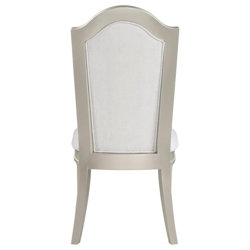 Evangeline Upholstered Dining Side Chair with Faux Diamond Trim Ivory and Silver Oak (Set of 2) (107552)