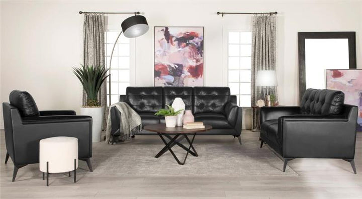 Moira Upholstered Tufted Sofa with Track Arms Black (511131)