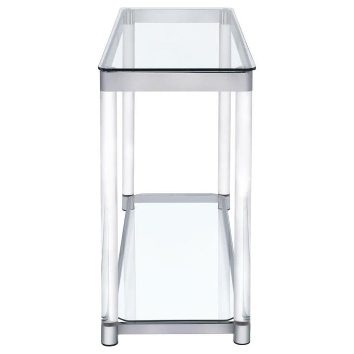 Anne Sofa Table with Lower Shelf Chrome and Clear (720749)