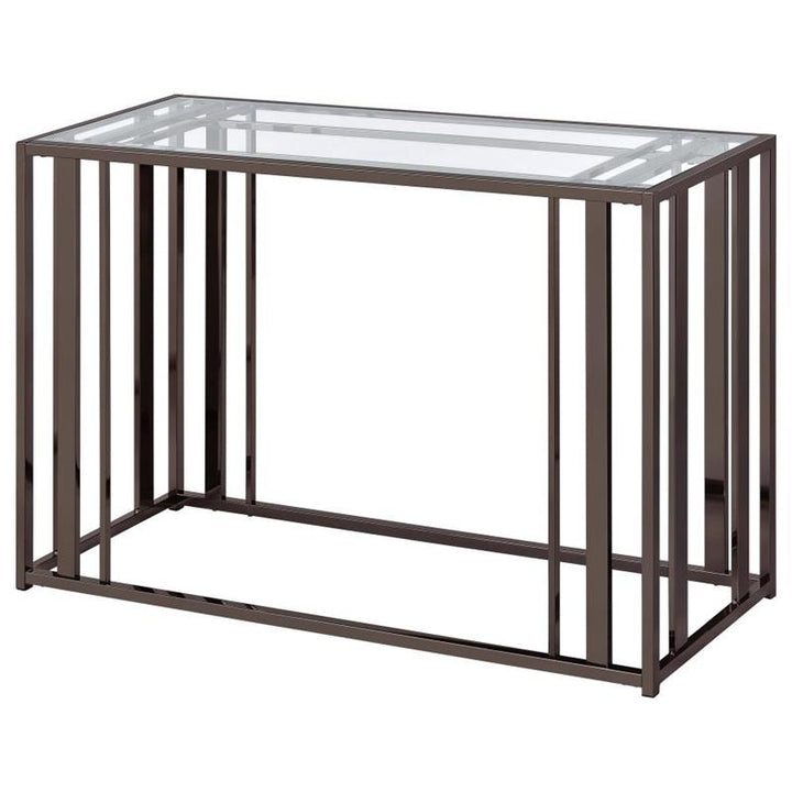 Adri Rectangular Glass Top Sofa Table Clear and Black Nickel (708359)