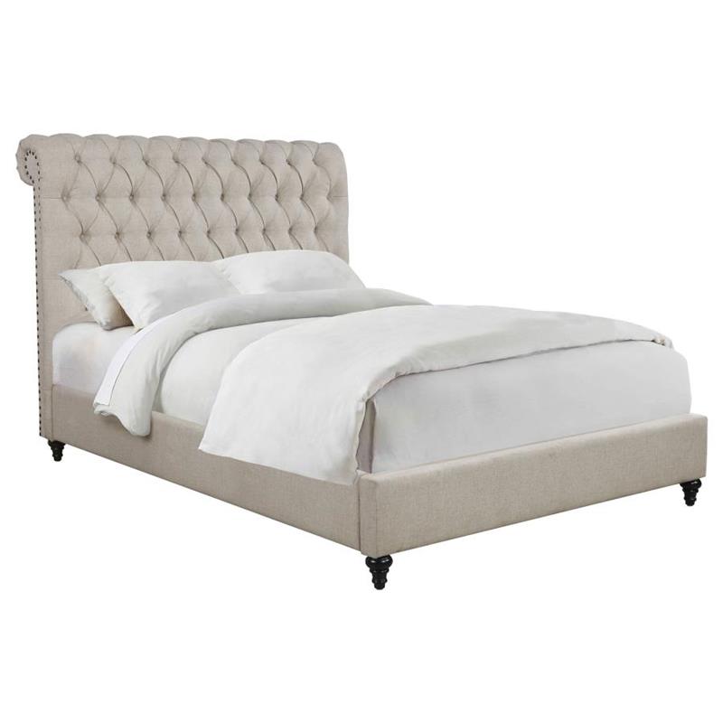 Devon Tufted Upholstered Eastern King Bed Beige (300525KE)