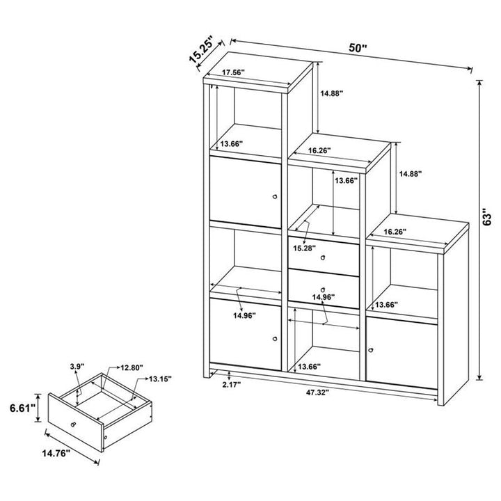 Spencer Bookcase with Cube Storage Compartments Cappuccino (801170)