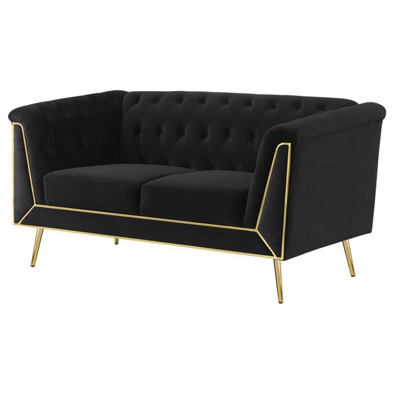 Holly Tuxedo Arm Tufted Back Loveseat Black (508442)