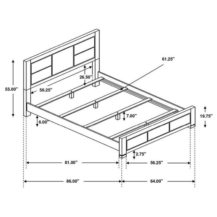 Lorenzo Rectangular Panel Bed Dark Grey (224261Q)