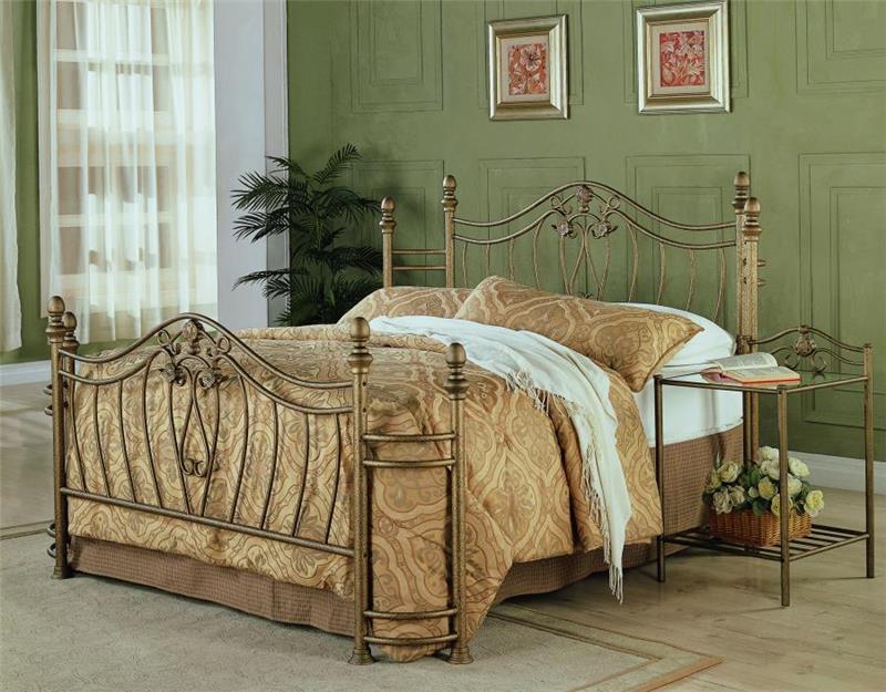 Sydney Eastern King Bed Antique Brushed Gold (300171KE)