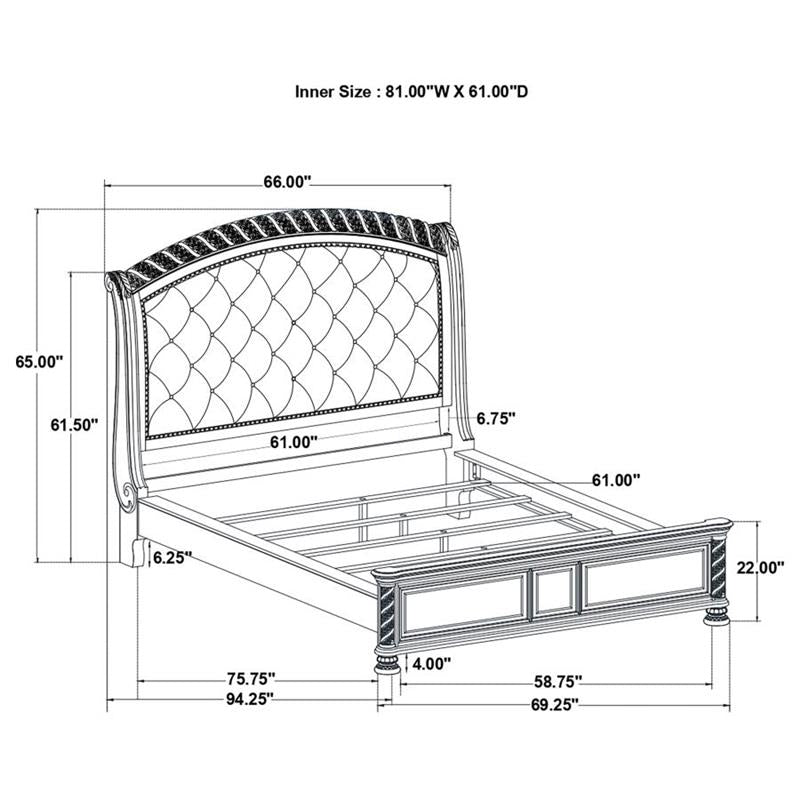 Emmett Tufted Headboard Queen Panel Bed Walnut and Beige (224441Q)