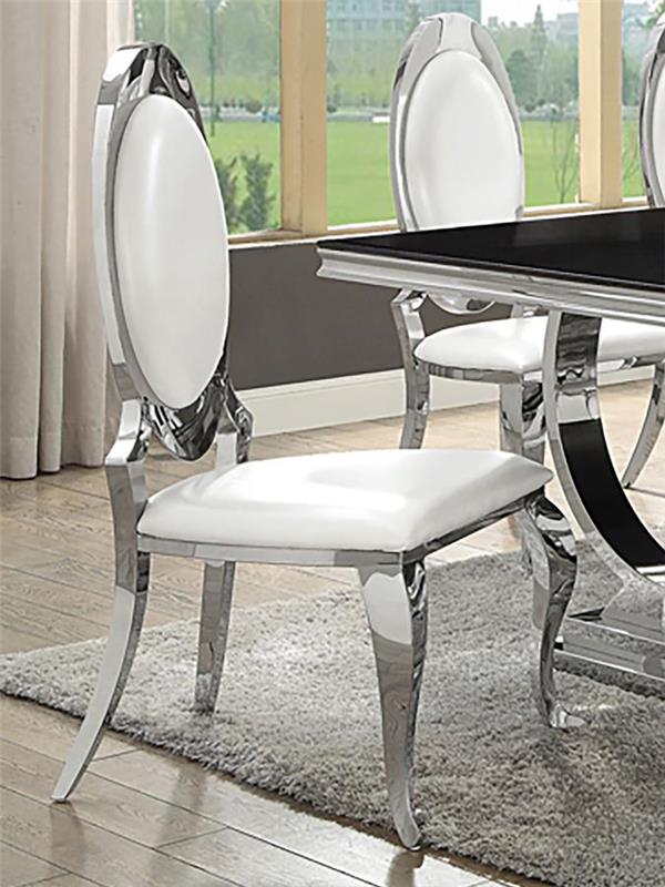 Anchorage Oval Back Side Chairs Cream and Chrome (Set of 2) (107872N)