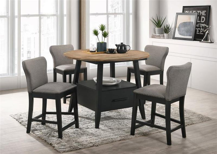 Gibson Round 5-piece Counter Height Dining Set Yukon Oak and Black (115158-S5)