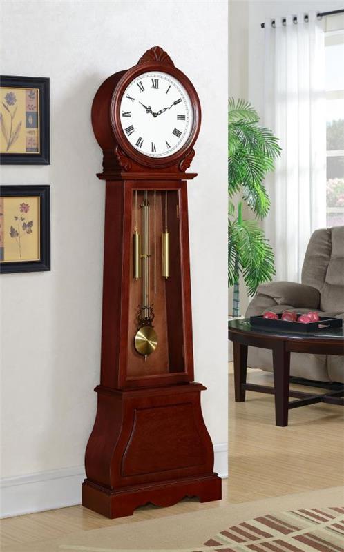 Narcissa Grandfather Clock with Chime Brown Red (900723)