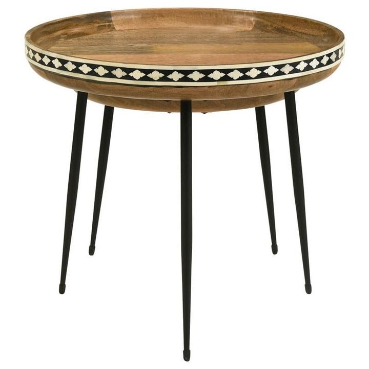 Ollie 2-piece Round Nesting Table Natural and Black (930193)