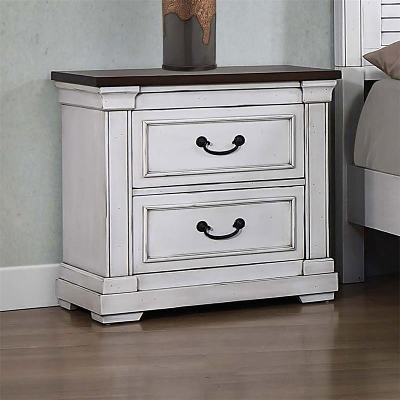 Hillcrest 2-drawer Nightstand Dark Rum and White (223352)