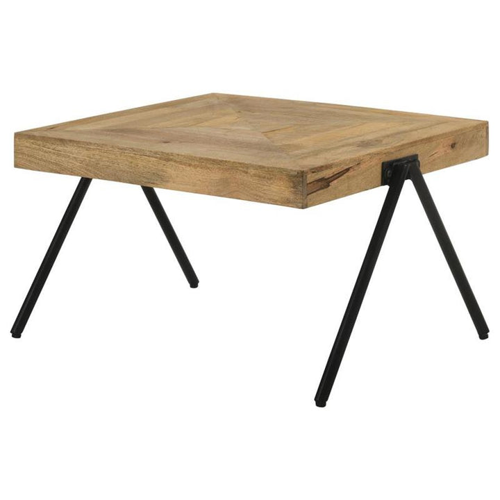 Avery Rectangular Coffee Table with Metal Legs Natural and Black (724318)