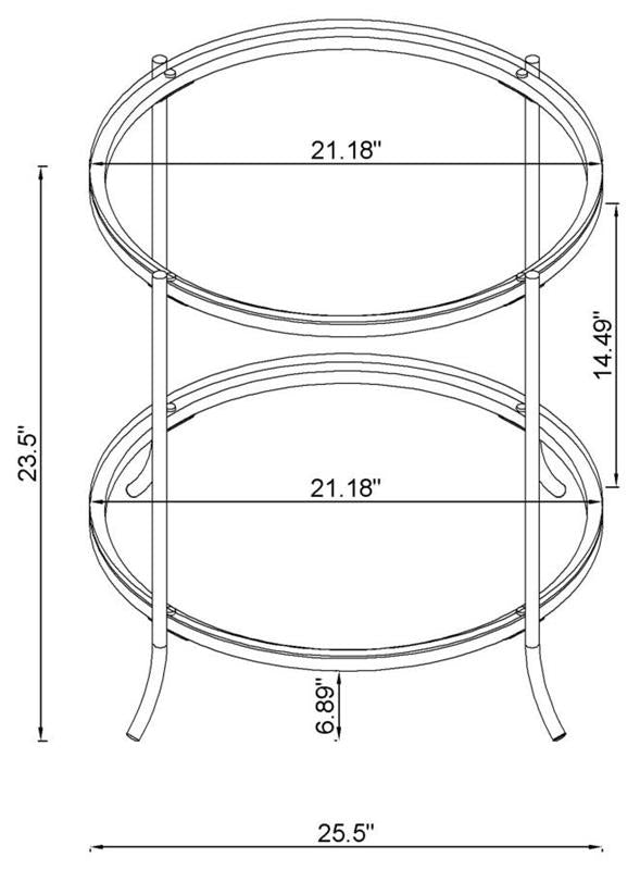 Laurie Round Glass Top End Table Black Nickel and Clear (723267)