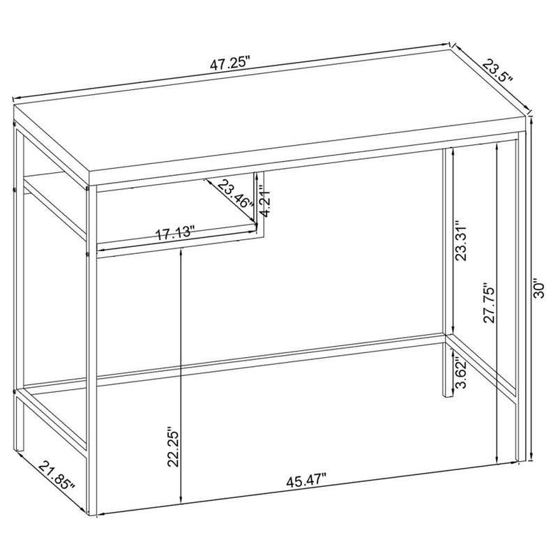 Kravitz Rectangular Writing Desk Weathered Grey and Chrome (801271)