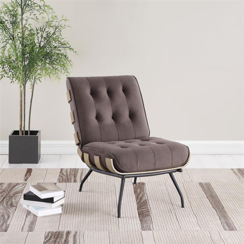 Aloma Armless Tufted Accent Chair Dark Brown (907503)