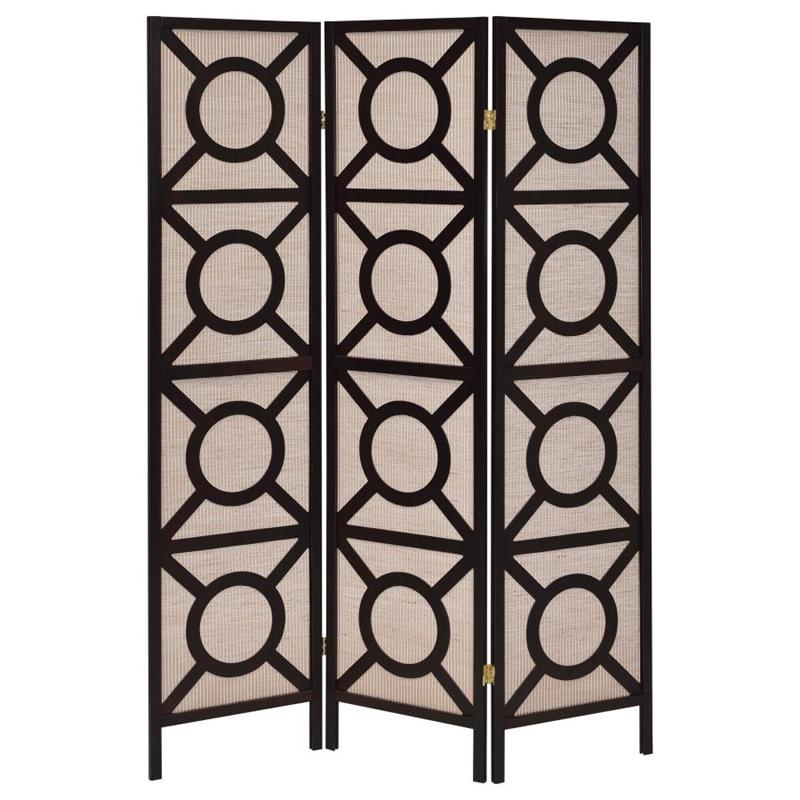 Vulcan 3-panel Geometric Folding Screen Tan and Cappuccino (900090)