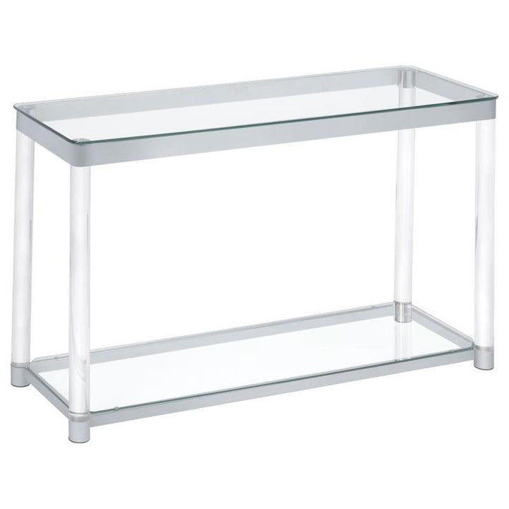 Anne Sofa Table with Lower Shelf Chrome and Clear (720749)