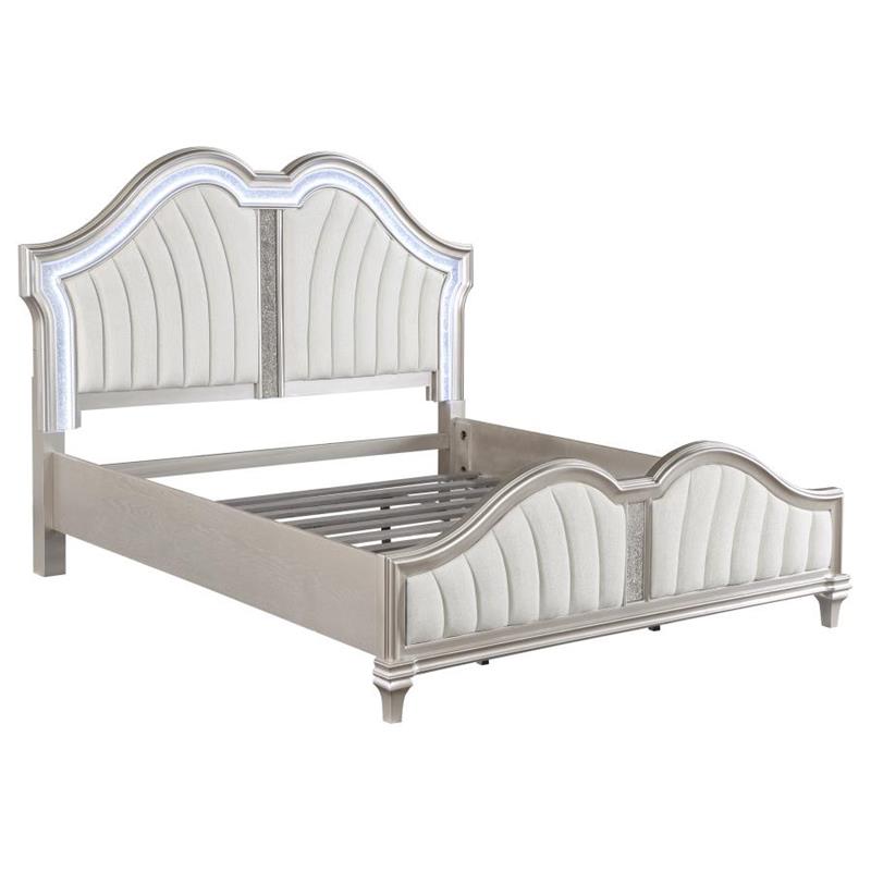 Evangeline 5-piece Upholstered Platform California King Bedroom Set Ivory and Silver Oak (223391KW-S5)