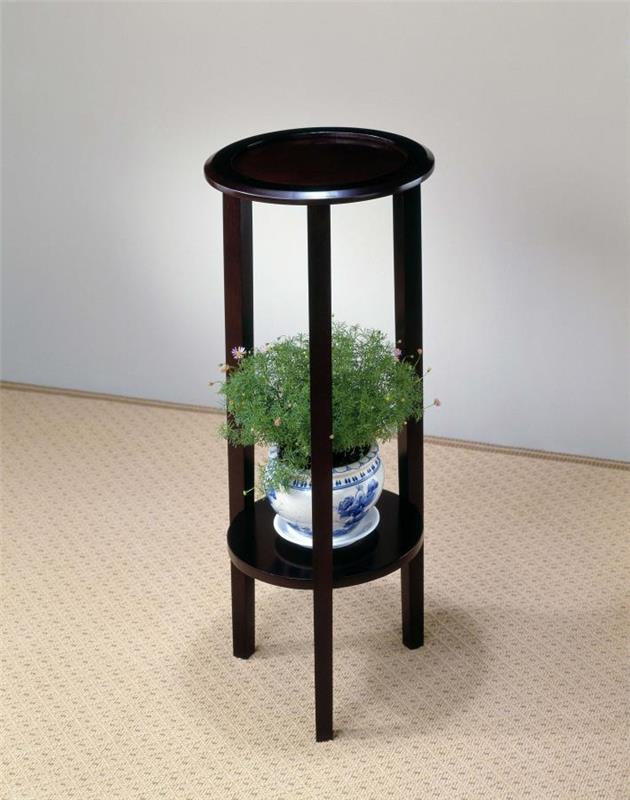 Kirk Round Accent Table with Bottom Shelf Espresso (900936)