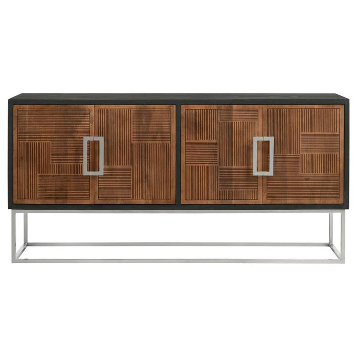 Borman 4-door Wooden Accent Cabinet Walnut and Black (950331)