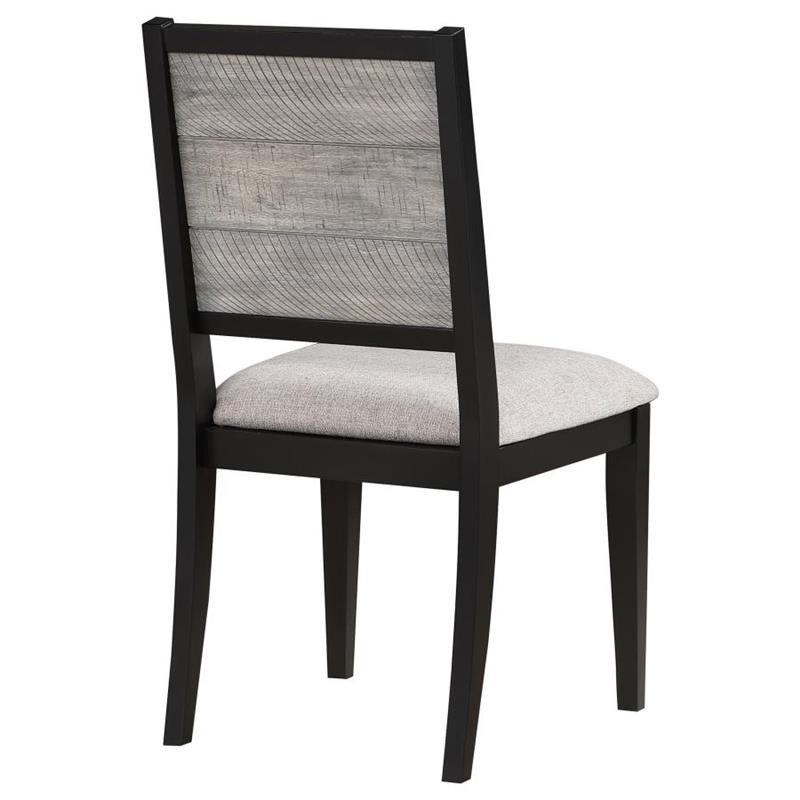 Elodie Upholstered Padded Seat Dining Side Chair Dove Grey and Black (Set of 2) (121222)