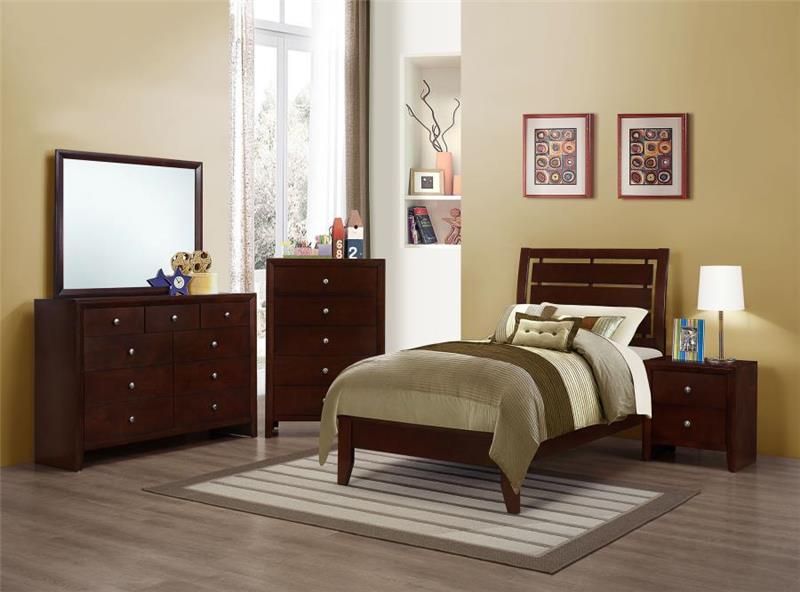 Serenity Twin Panel Bed with Cut-out Headboard Rich Merlot (201971T)