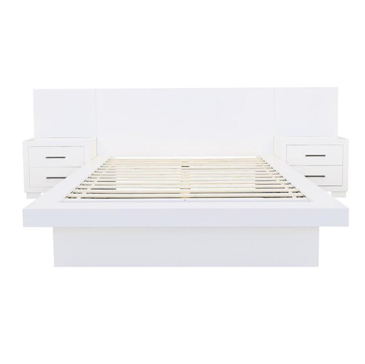 Jessica California King Platform Bed with Rail Seating White (202990KW)