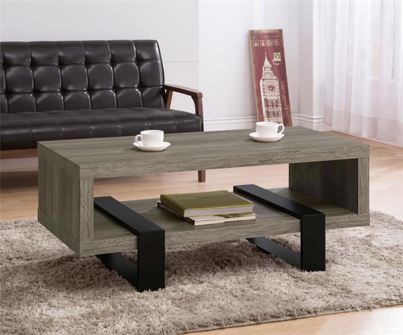Dinard Coffee Table with Shelf Grey Driftwood (720878)