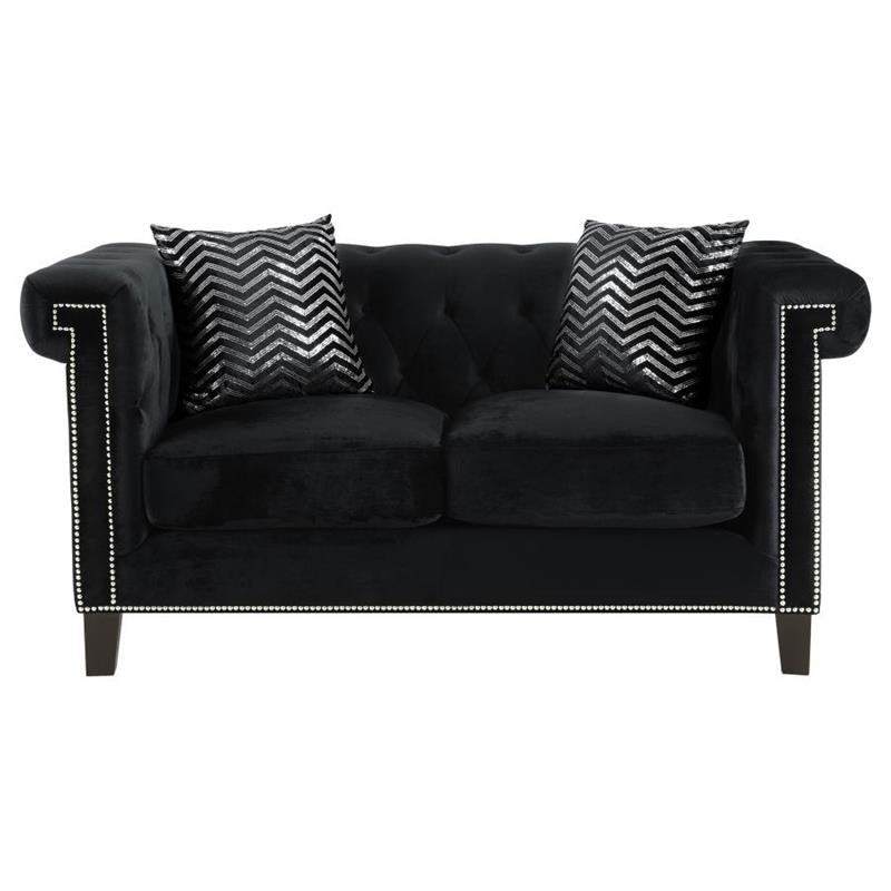 Reventlow Upholstered Tufted Living Room Set Black (505817-S3)