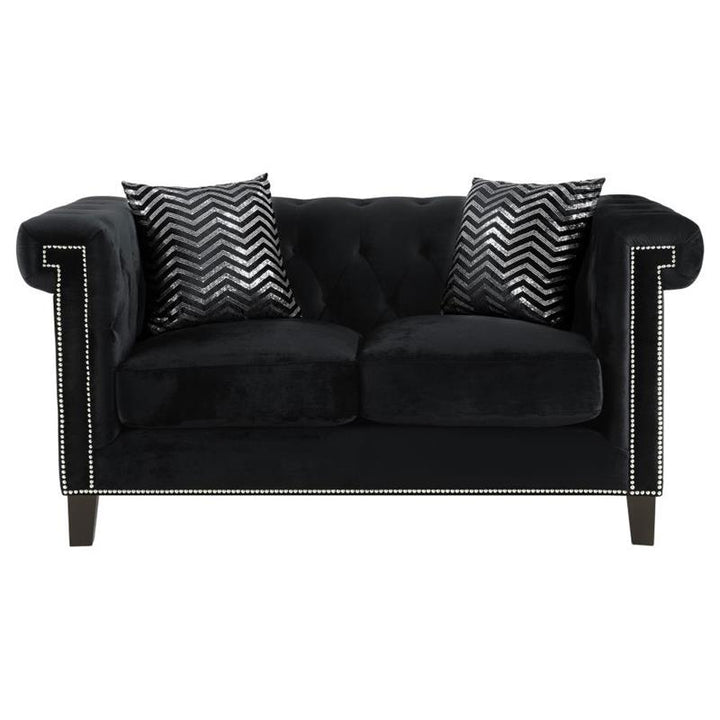 Reventlow Upholstered Tufted Living Room Set Black (505817-S3)